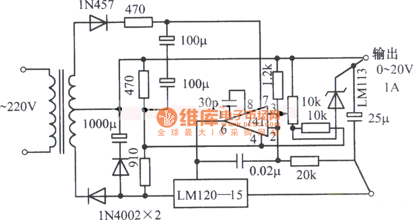 0 to 20V 1A adjustable regulated power supply circuit diagram - Power ...