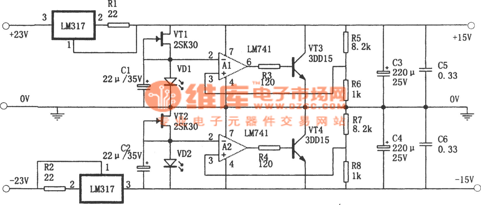 The constant current stable power supply in parallel connection