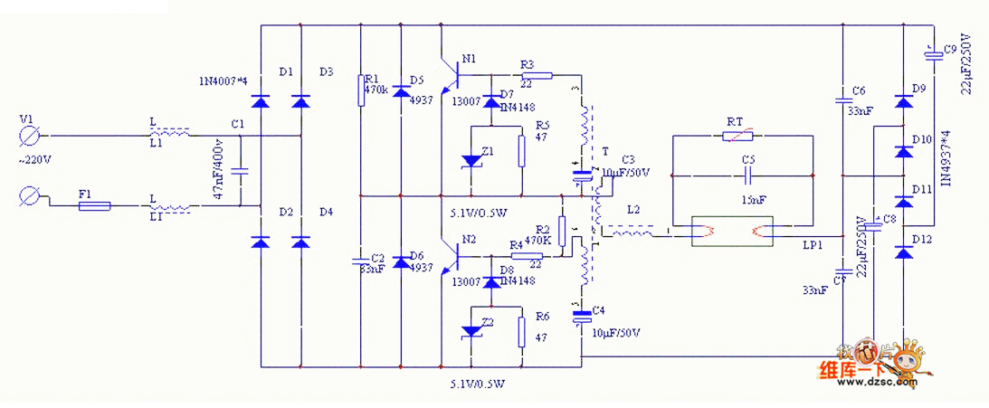 T8 Fluorescent Ballast Wiring Diagram from www.seekic.com