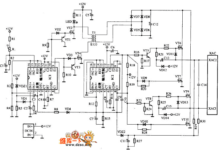 The vehicle battery inverter circuit Automotive_Circuit Circuit