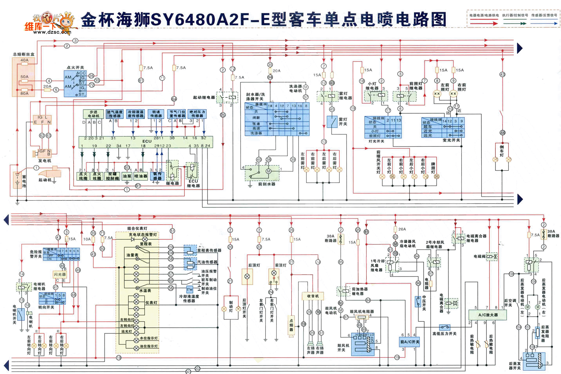 The single spot injection circuit of Jinbei-Sea lion SY6480A2F-E bus -  Automotive_Circuit - Circuit Diagram - SeekIC.com