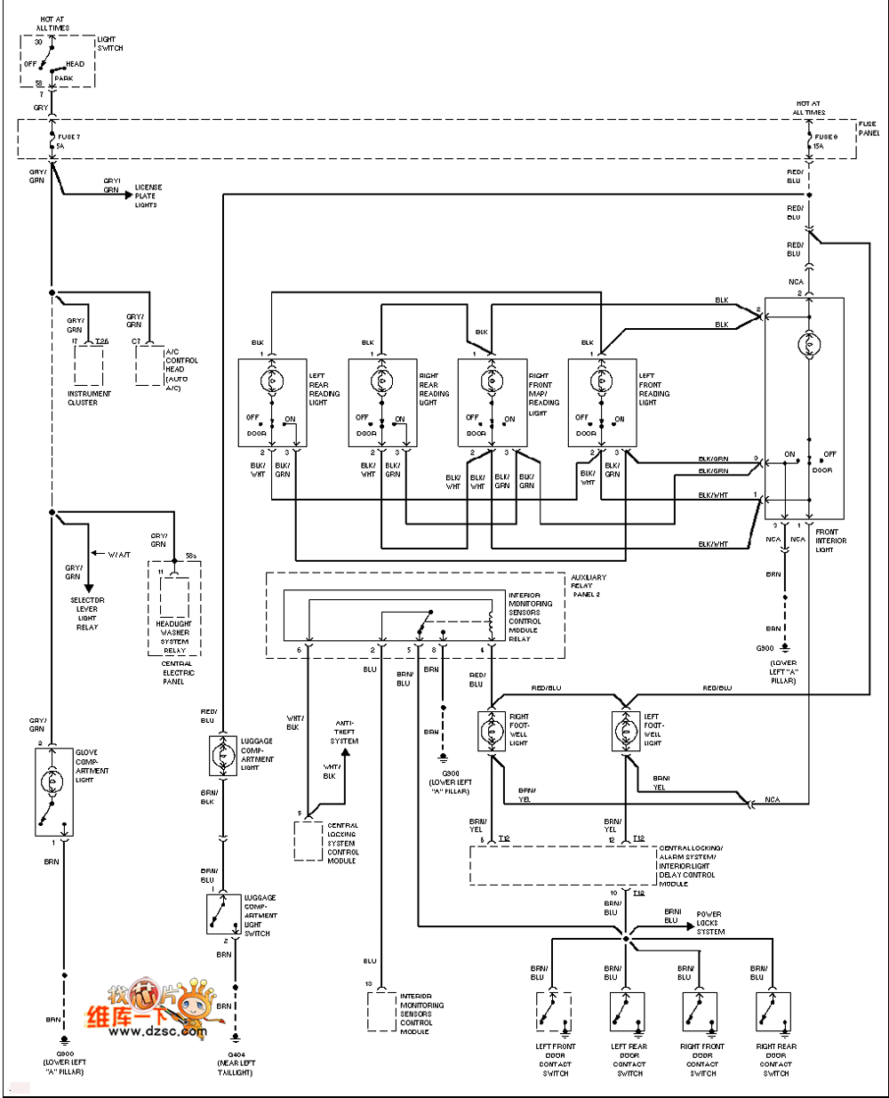 Audi interior light circuit 555_Circuit Circuit Diagram