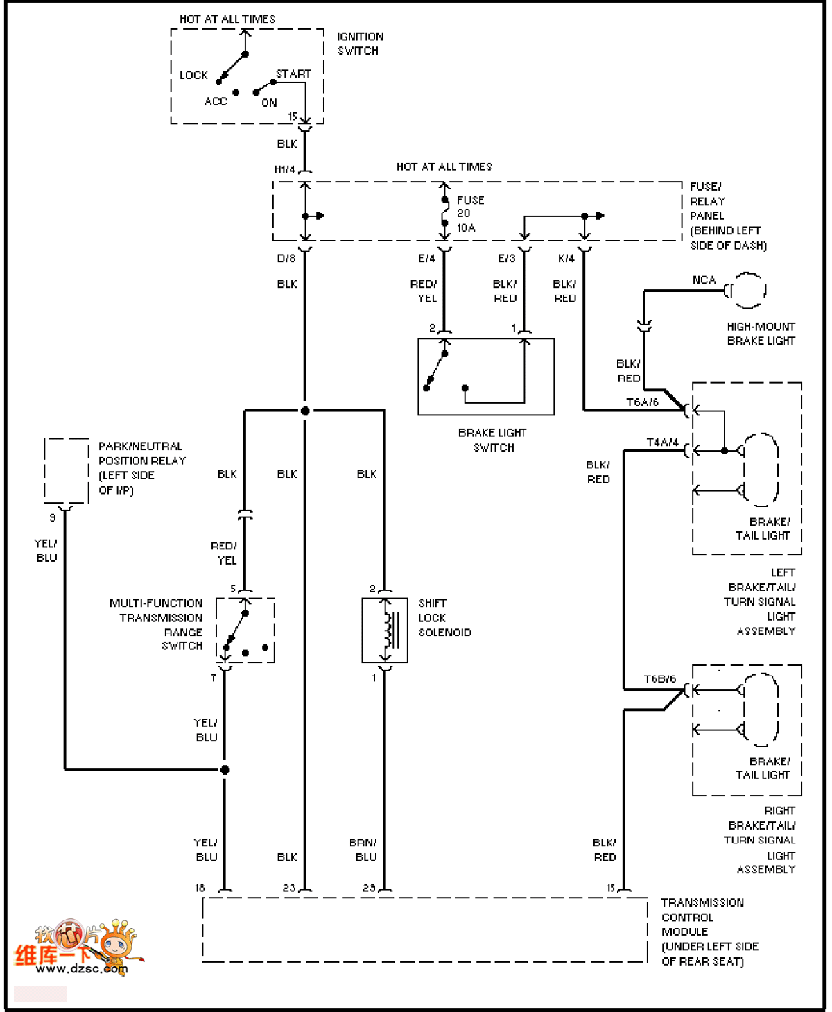 The Volkswagon Gear Shift Interlock Circuit - Automotive Circuit - Circuit Diagram