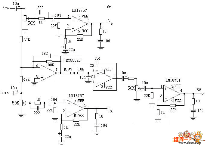 2.1 channel active speaker wiring diagram - Basic_Circuit - Circuit