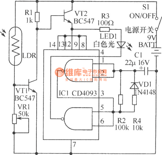Light circuit in case of power failure Circuit Diagram
