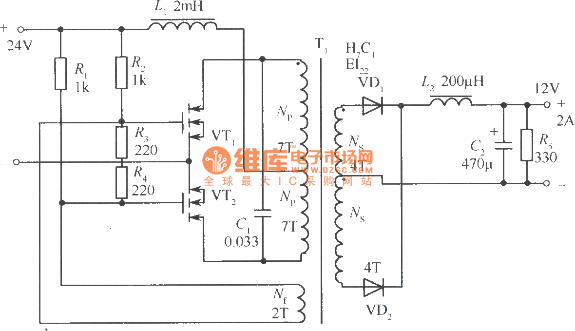 MOSFET resonance type DCDC converter circuit AD_DA_Converter