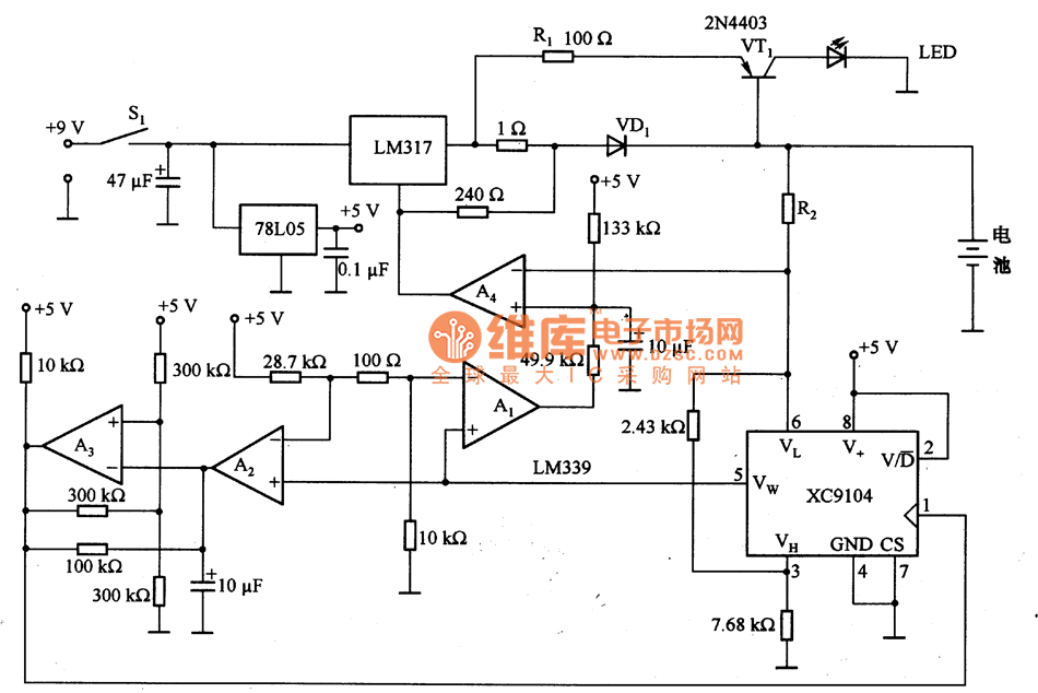 Battery Quick Charger Circuit of Digital Potentiometer XC9104 Battery