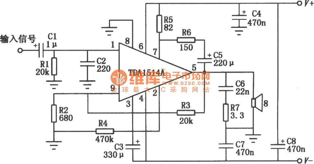 50w Audio Amplifier Circuit Diagram - 50w Hi Fi Audio Integrated Power Amplifier Circuitposed Of Tda1514a - 50w Audio Amplifier Circui   t Diagram