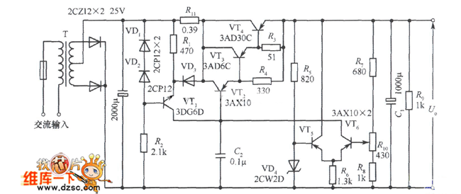 Reliable performance 20V, 2A regulated power supply circuit diagram