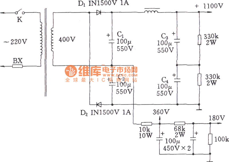 Highvoltage Rectifier Circuit Of Side Thermal Rectifier Tube Tube