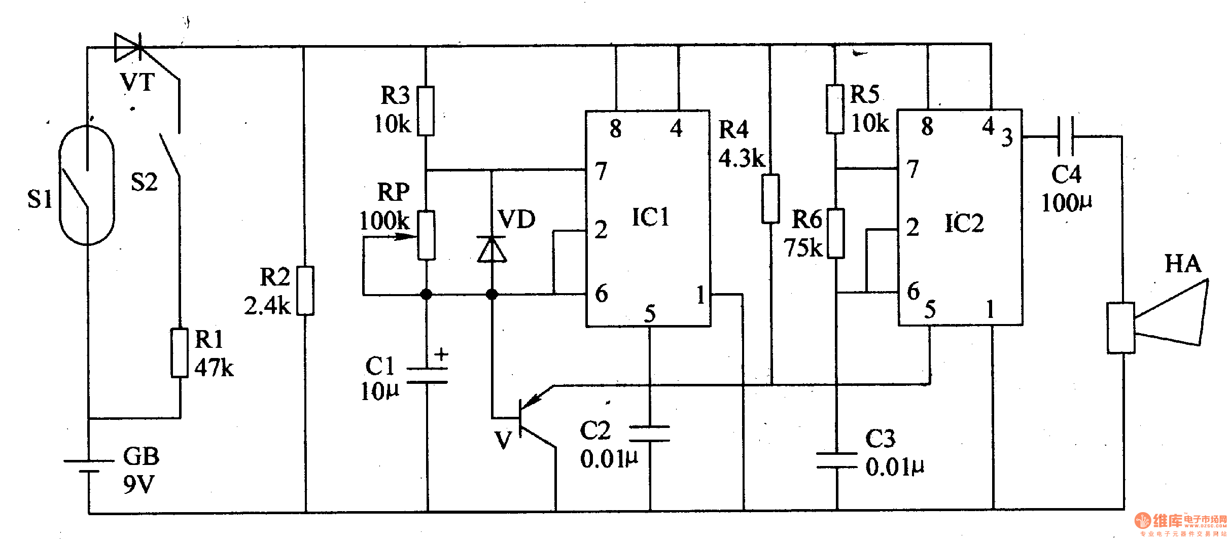 The motorcycle anti-theft alarm (3) - Control_Circuit - Circuit Diagram