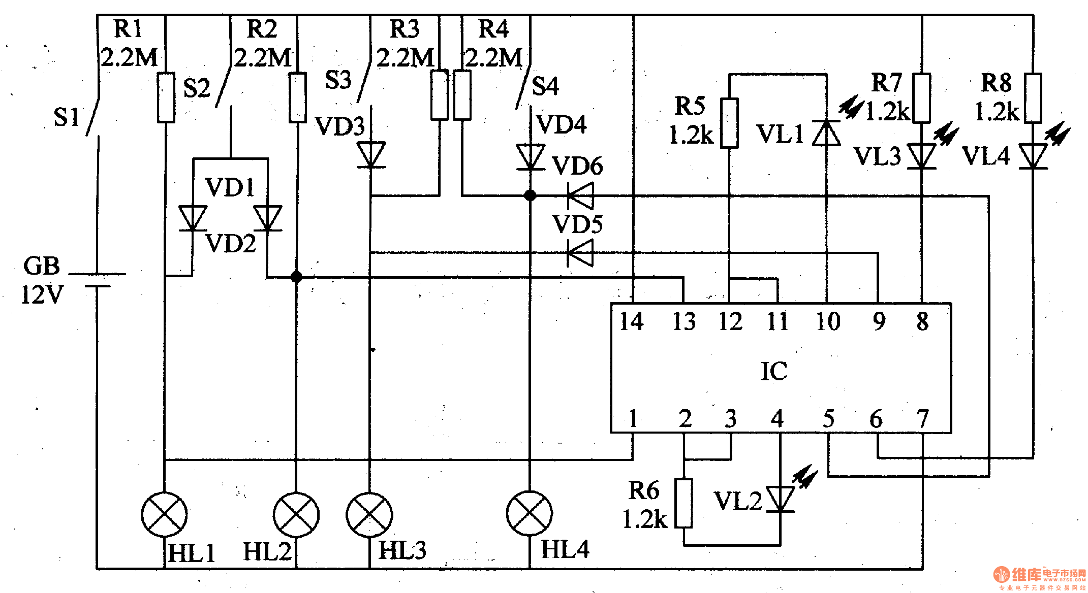 The car signal lamp monitor - Automotive_Circuit - Circuit Diagram
