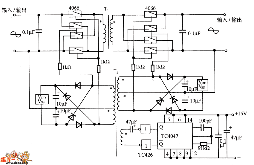 The dual polarity input voltage/current separation amplifier circuit of