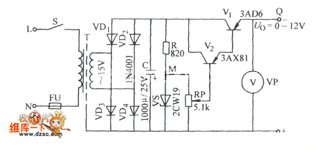 0-12V Adjustable Voltage Stabilization Circuit - Basic_Circuit