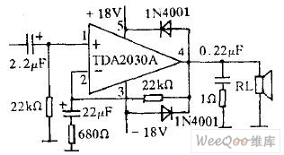 The OTL power amplifier circuit composed of TDA2030A ...