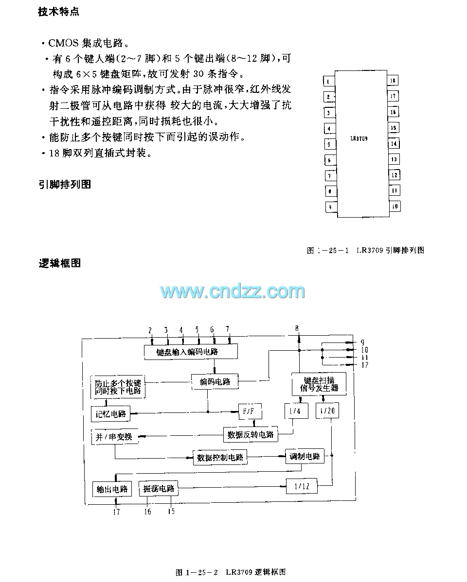 LR3709 (video tape recorder) infrared remote control launch circuit