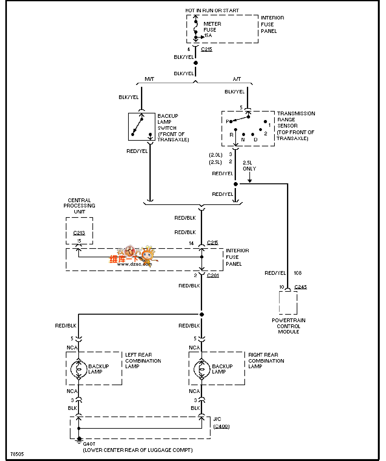 Mazda 96PROBE(2.5L) back up light circuit Automotive_Circuit