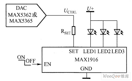 The circuit of controlling the LED dimmer by changing LED forward