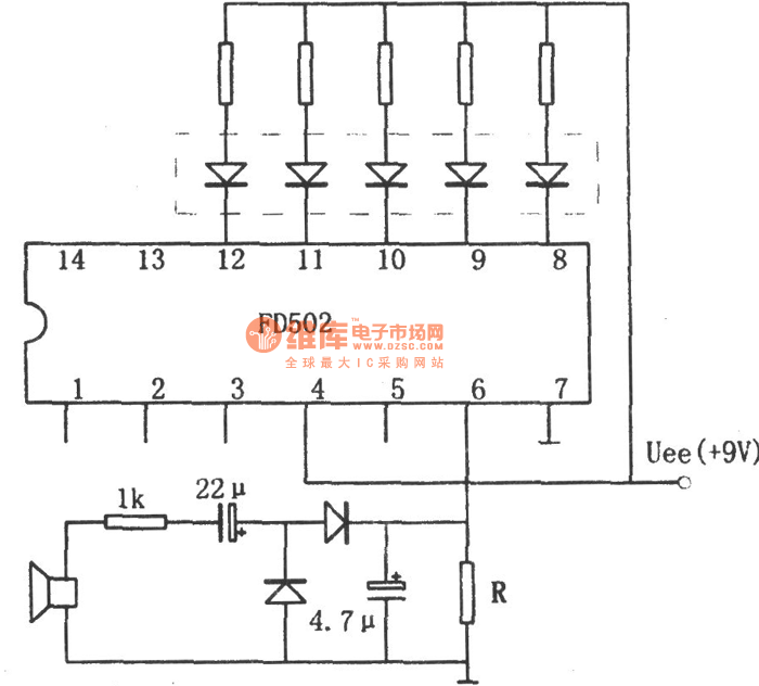 Audio Power Indicating Circuit Using Fivedigit LED Display(FD502