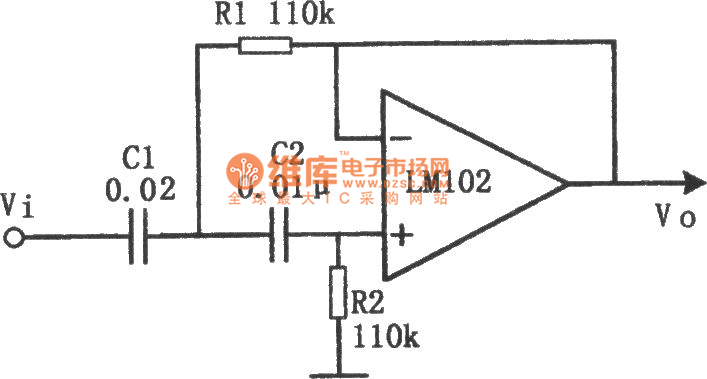 The Circuit Diagram of Active High-pass Filter (LM102 ...