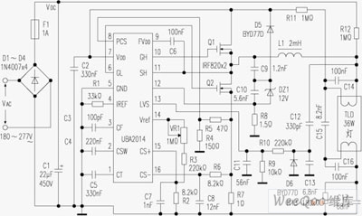 Diagram of Electronic Ballast Circuit composed of UBA2014 ...