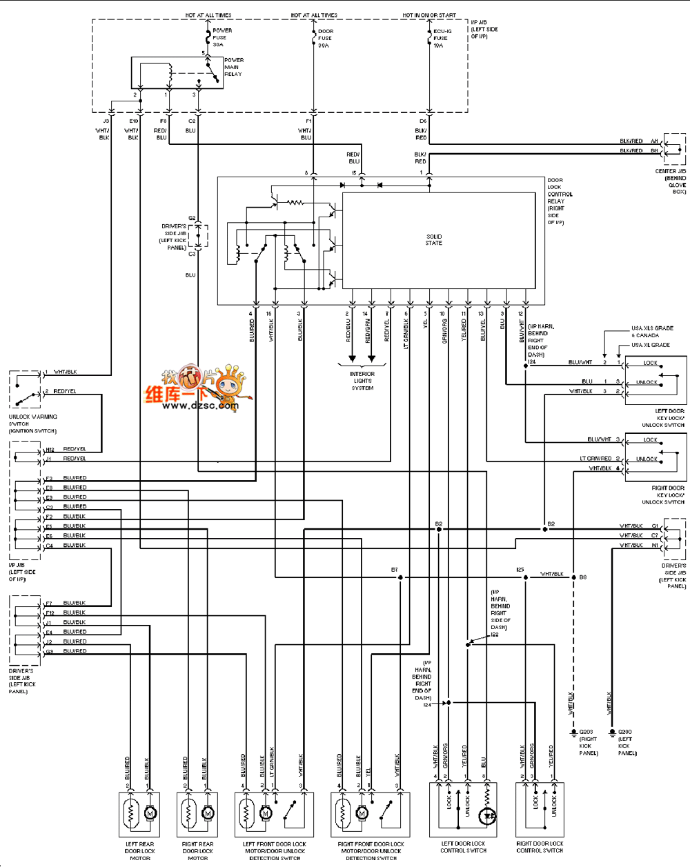 Toyota electric lock circuit ( without security) Automotive_Circuit
