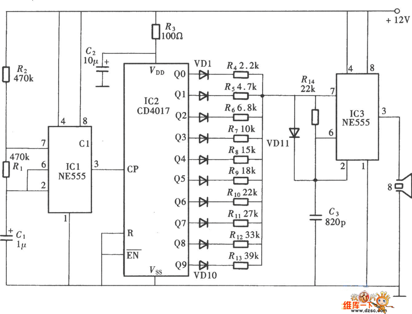 CD4017 ultrasonic pest repeller circuit diagram ...
