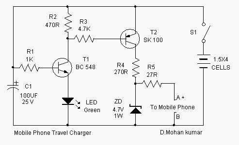 Mobile Phone Travel Charger - Power_Supply_Circuit - Circuit Diagram
