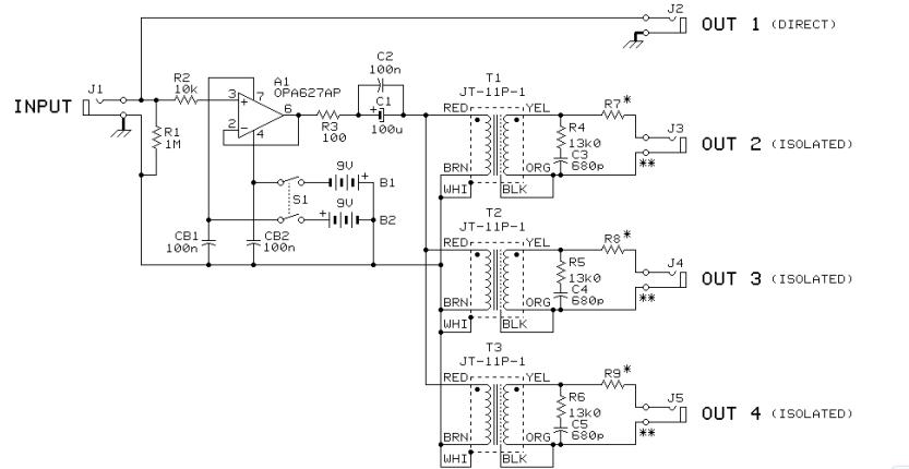 4-Way Active Guitar Splitter - Power_Supply_Circuit - Circuit Diagram