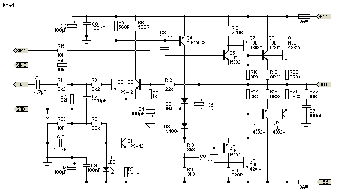 300W Subwoofer Power Amplifier - Amplifier_Circuit - Circuit Diagram