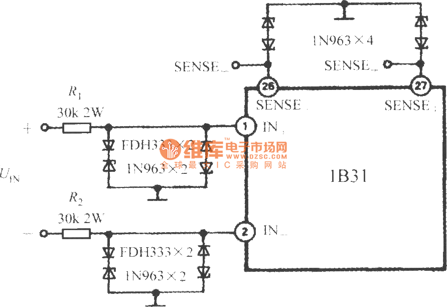 Input protection circuit of broadband strain signal conditioner 1B31