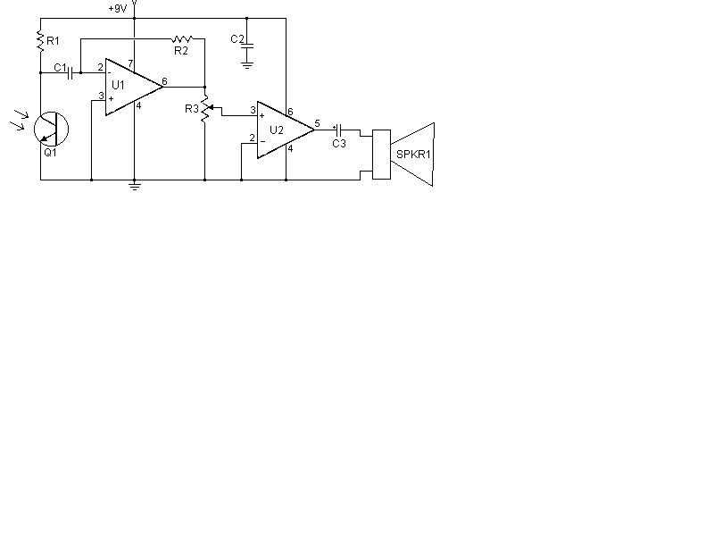 LASER Transmitter/Receiver LED_and_Light_Circuit Circuit Diagram