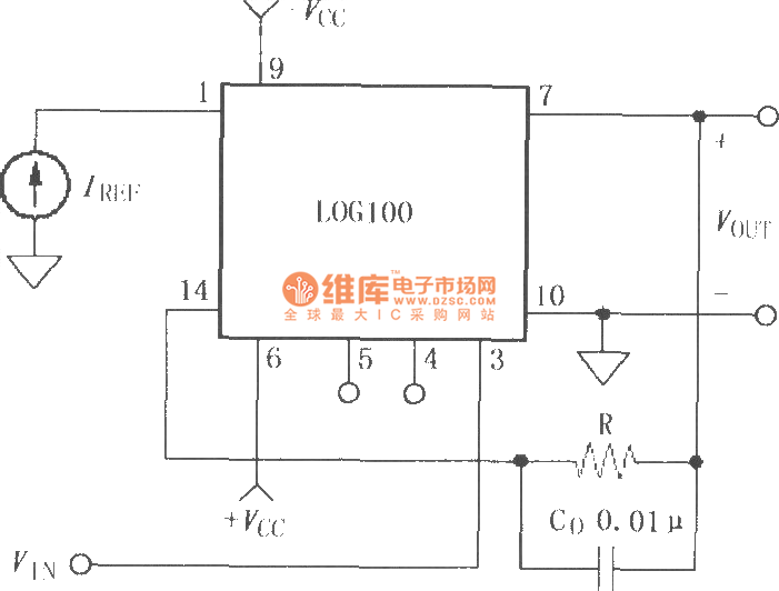The antilogarithm circuit composed of logarithmic and logarithmic ratio
