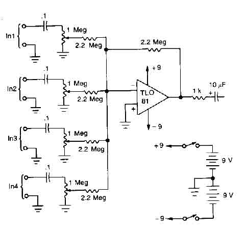 4 microphones mixer circuit with TL081 - Mixer - Audio ...