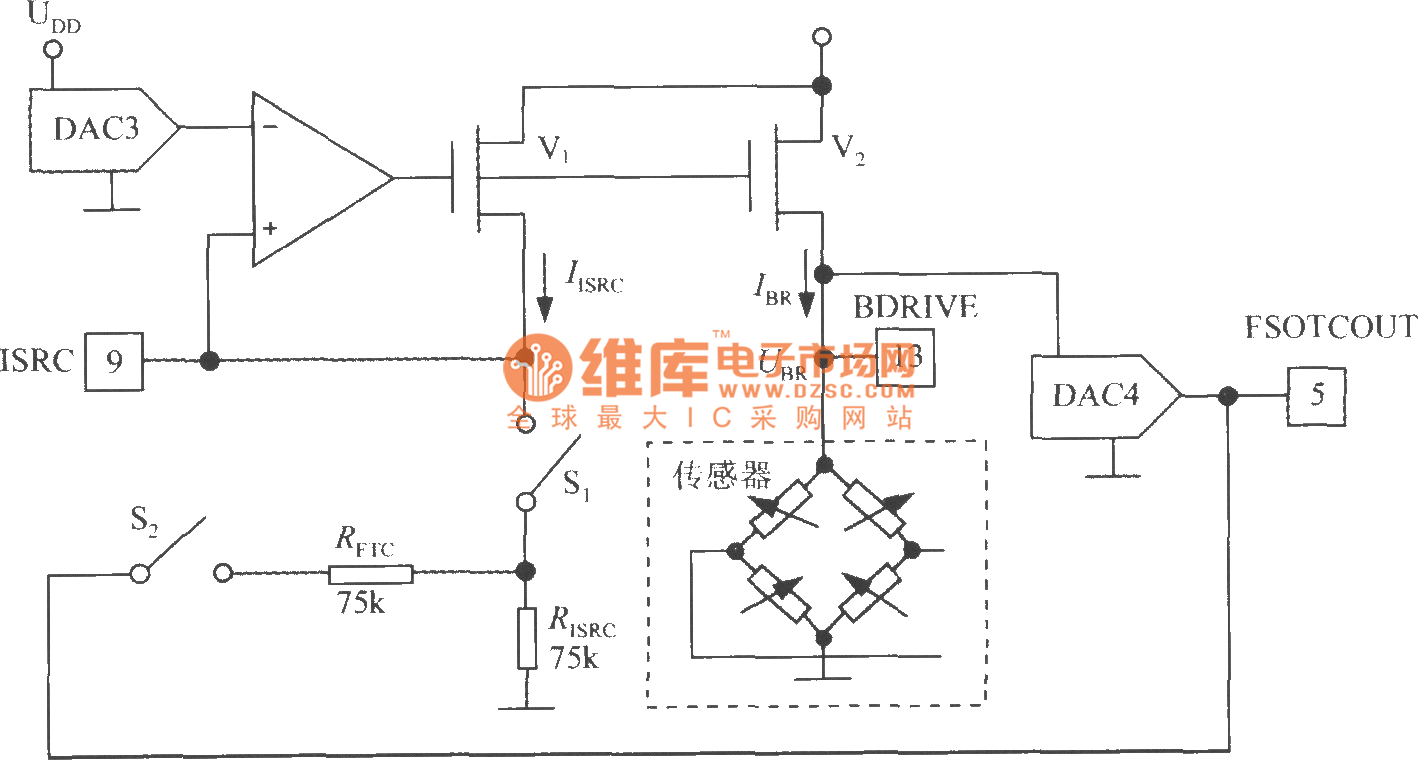 The bridge excitation circuit of digital pressure signal conditioner