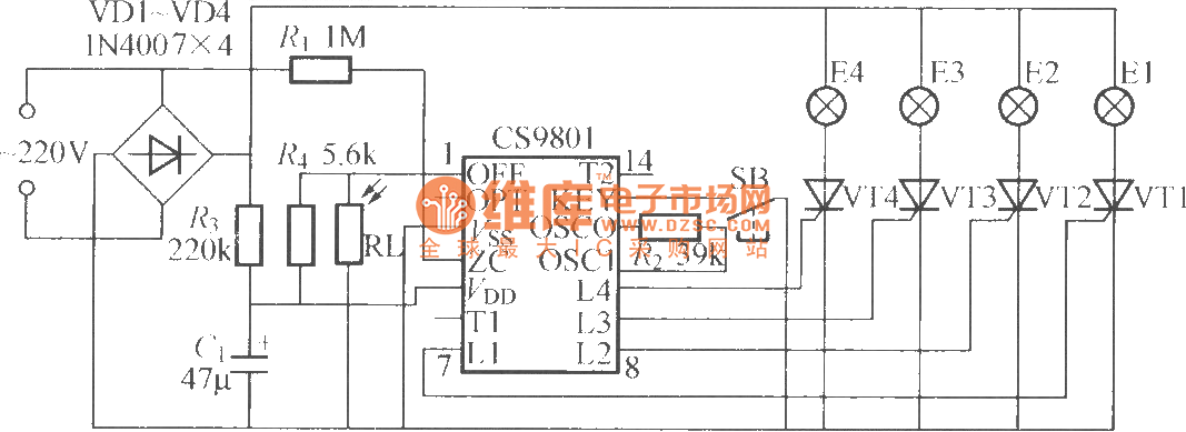Four-way flashing light string circuit ( 4 ) ( CS9801 ) - LED_and_Light