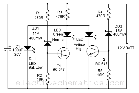 Battery Monitor Circuits Circuit Diagram