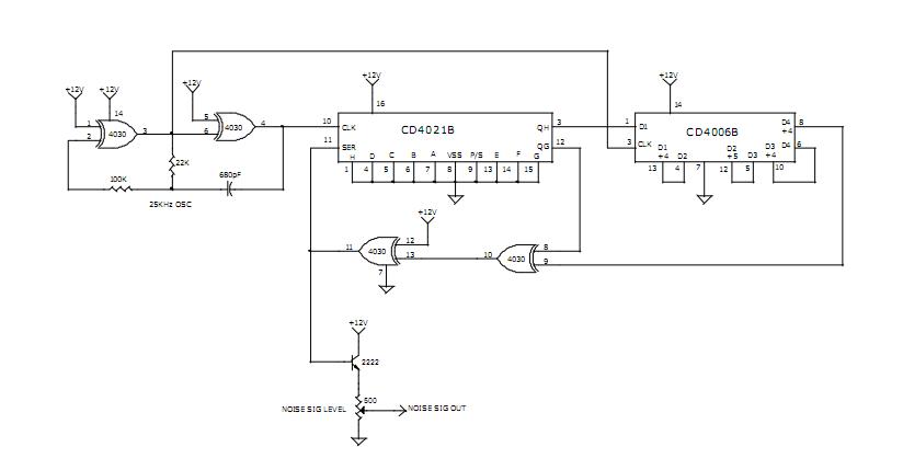 AUDIO FREQUENCY DIGITAL NOISE GENERATOR CIRCUIT Circuit Diagram