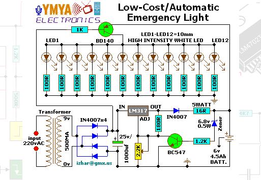 Automatic Emergency Light Circuit Diagram