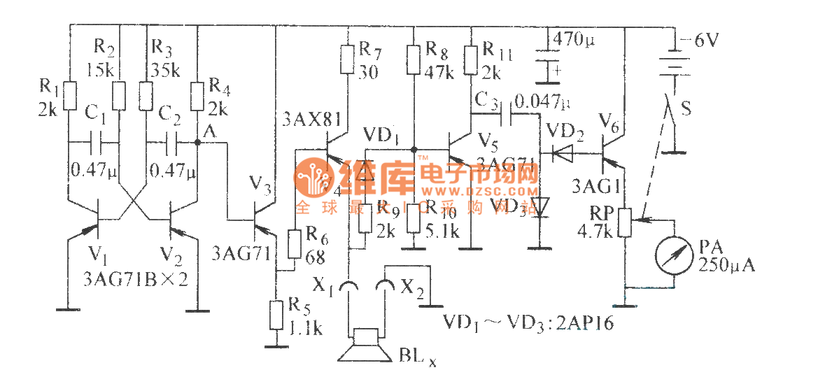 Speaker voice coil detection circuit Measuring_and_Test_Circuit