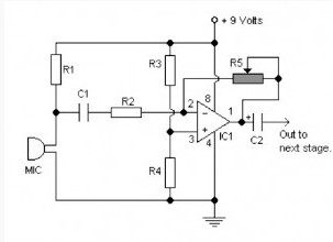 Single Chip Audio Preamplifier LM358 - Amplifier_Circuits-Audio
