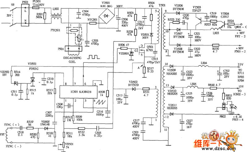 Switching power supply circuit diagram ( KA3824B ) - Power ...