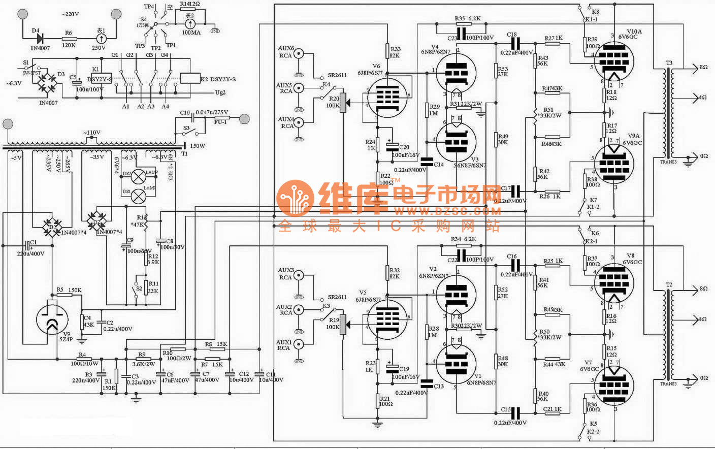 6 v6 bile machine circuit diagram - Tube_Amplifier - Audio_Circuit