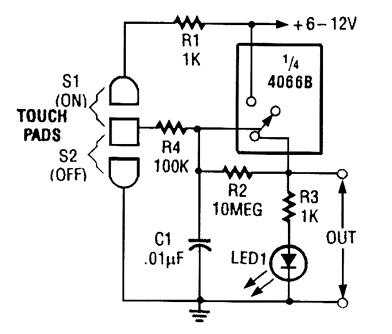 LATCHING_TOUCH_SWITCH_USING_CD4066B