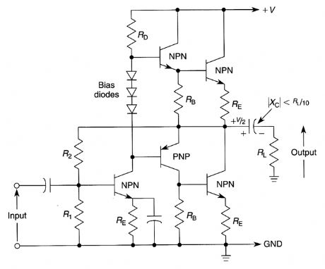 BASIC_QUASI_COMPLEMENTARY_POWER_AMPLIFIER_CIRCUIT