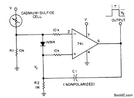 MONOSTABLE_PHOTOCELL_CIRCUIT_HAS_SELF_ADJUSTING_TRIGGER_LEVEL