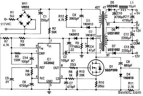 5_AND ± 12_V_ac_POWERED_SWITCHING_SUPPLY