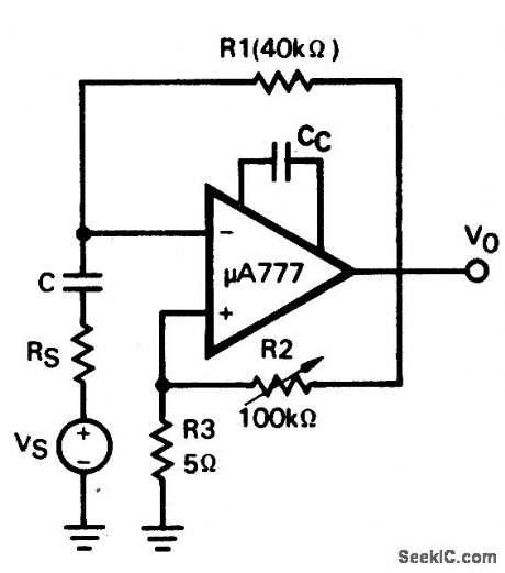 Bandpass_filter_using_a_μA777_op_amp_for_center_frequencies_up_to_50_kHz