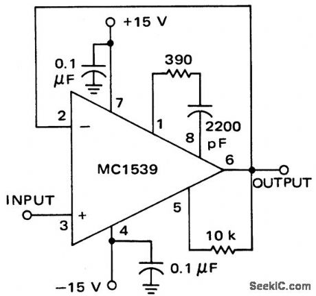 Voltage_follower_using_an_MC1539_op_amp_with_unity_gain_compensation