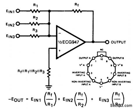 Weighted_averaging_amplifier_using_half_of_an_ECG947_dual_operational_amplifier